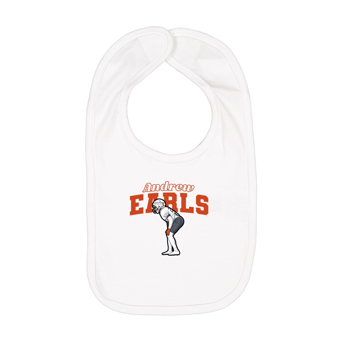 Infant Bib — Name Arch in White