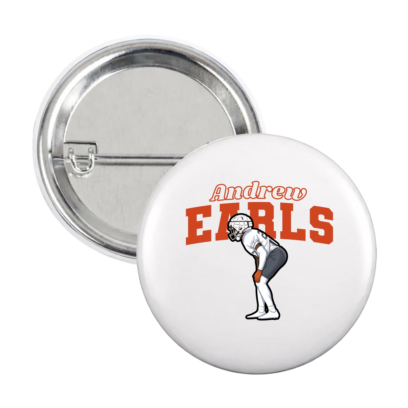 Game Day Button — Name Arch in White