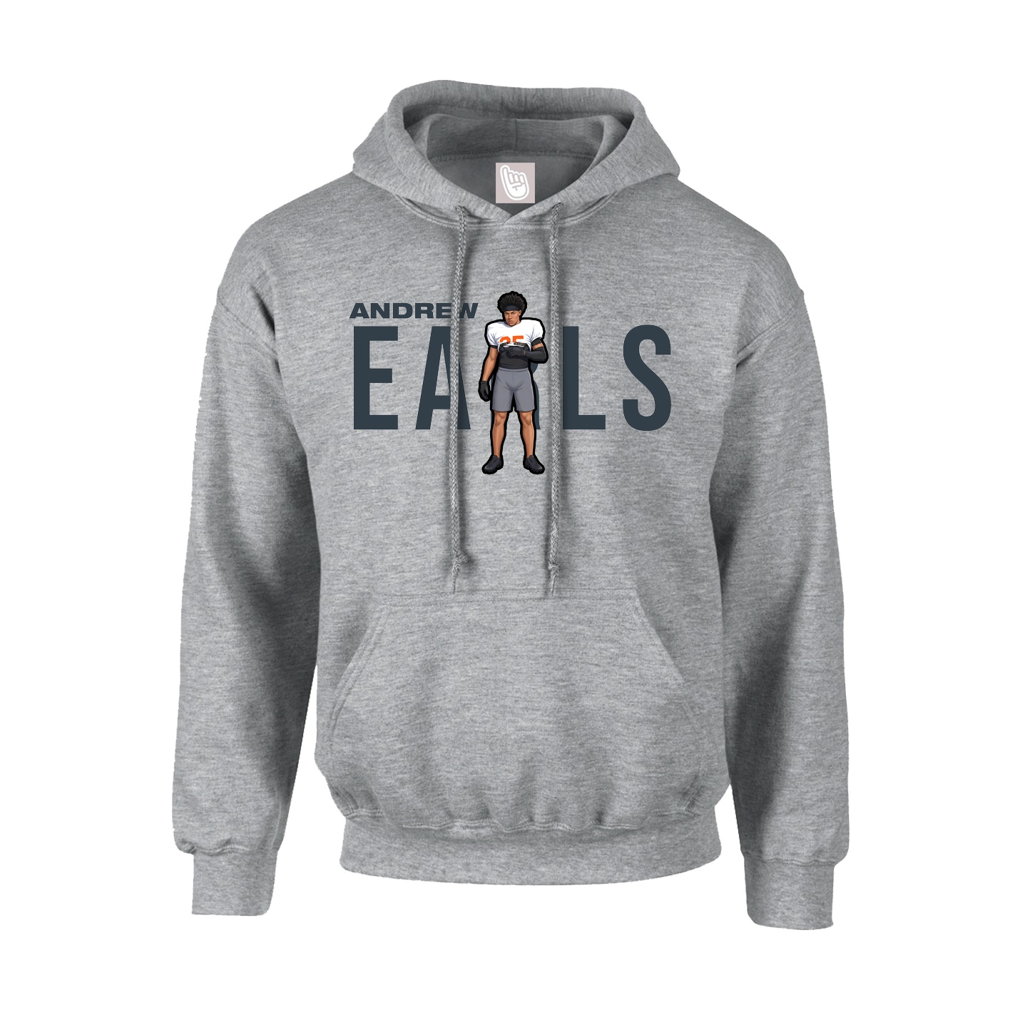 Youth Hoodie — Player Name in Grey