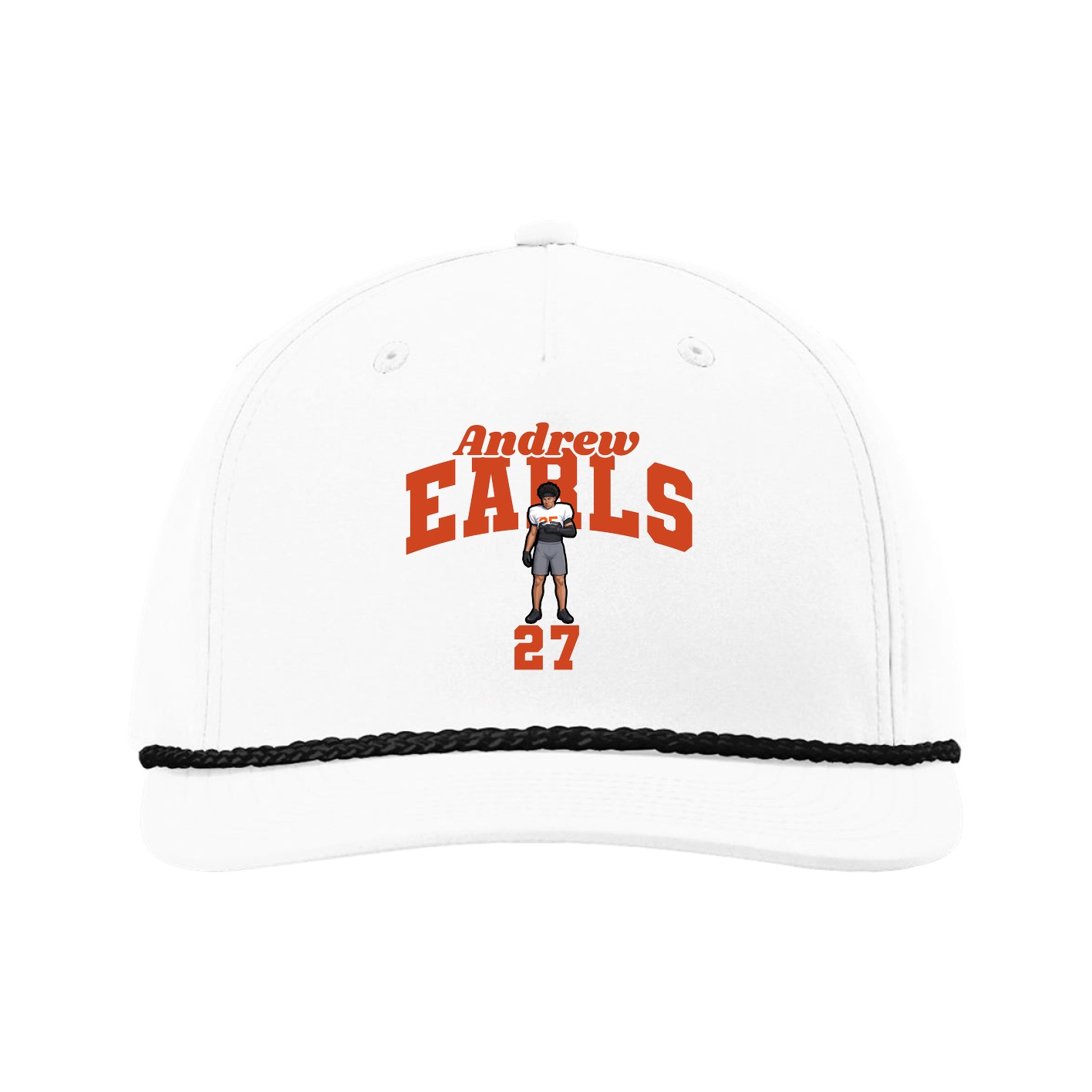 Five-Panel Classic Rope Cap — Signature Arch in White