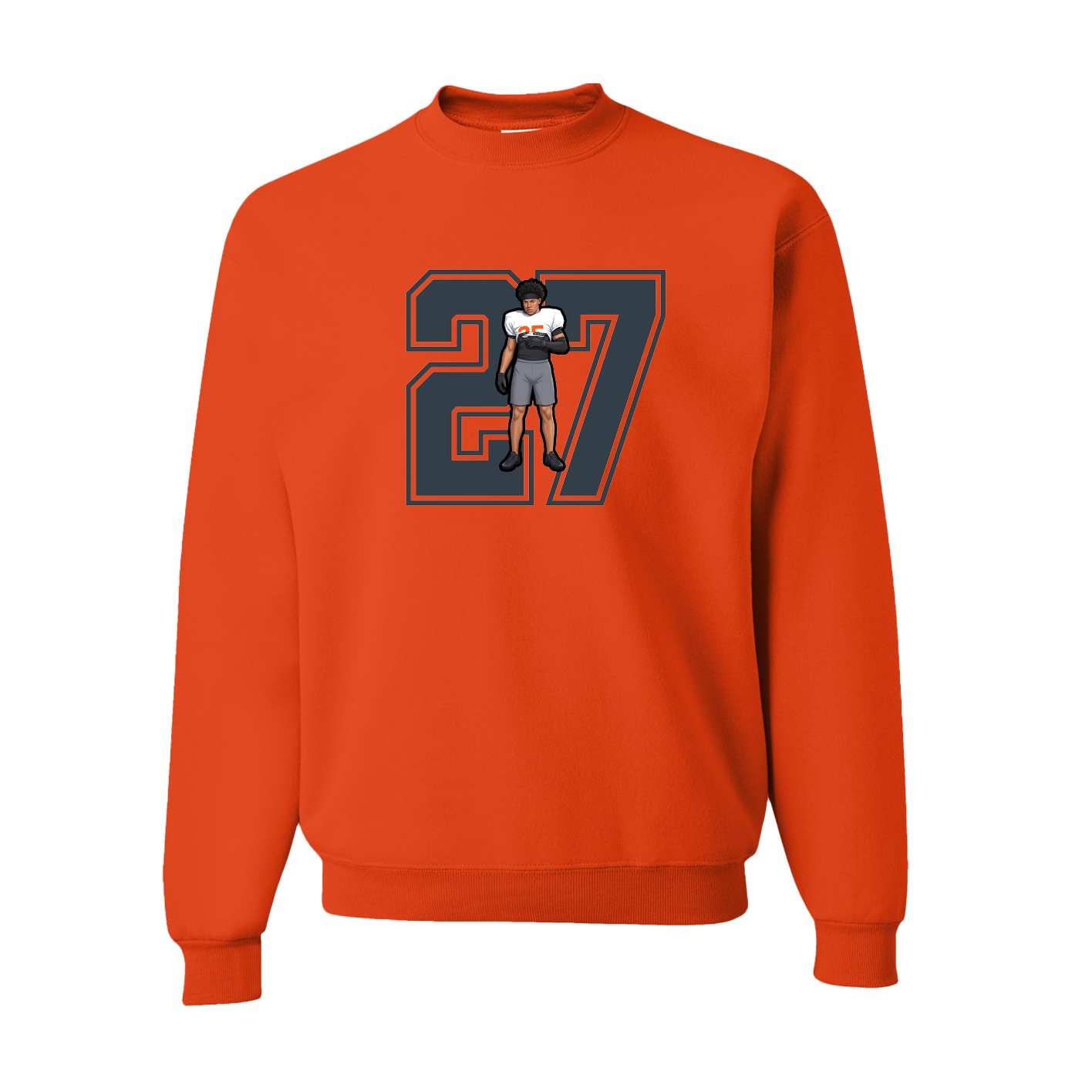 Fleece Crew — Number in Orange