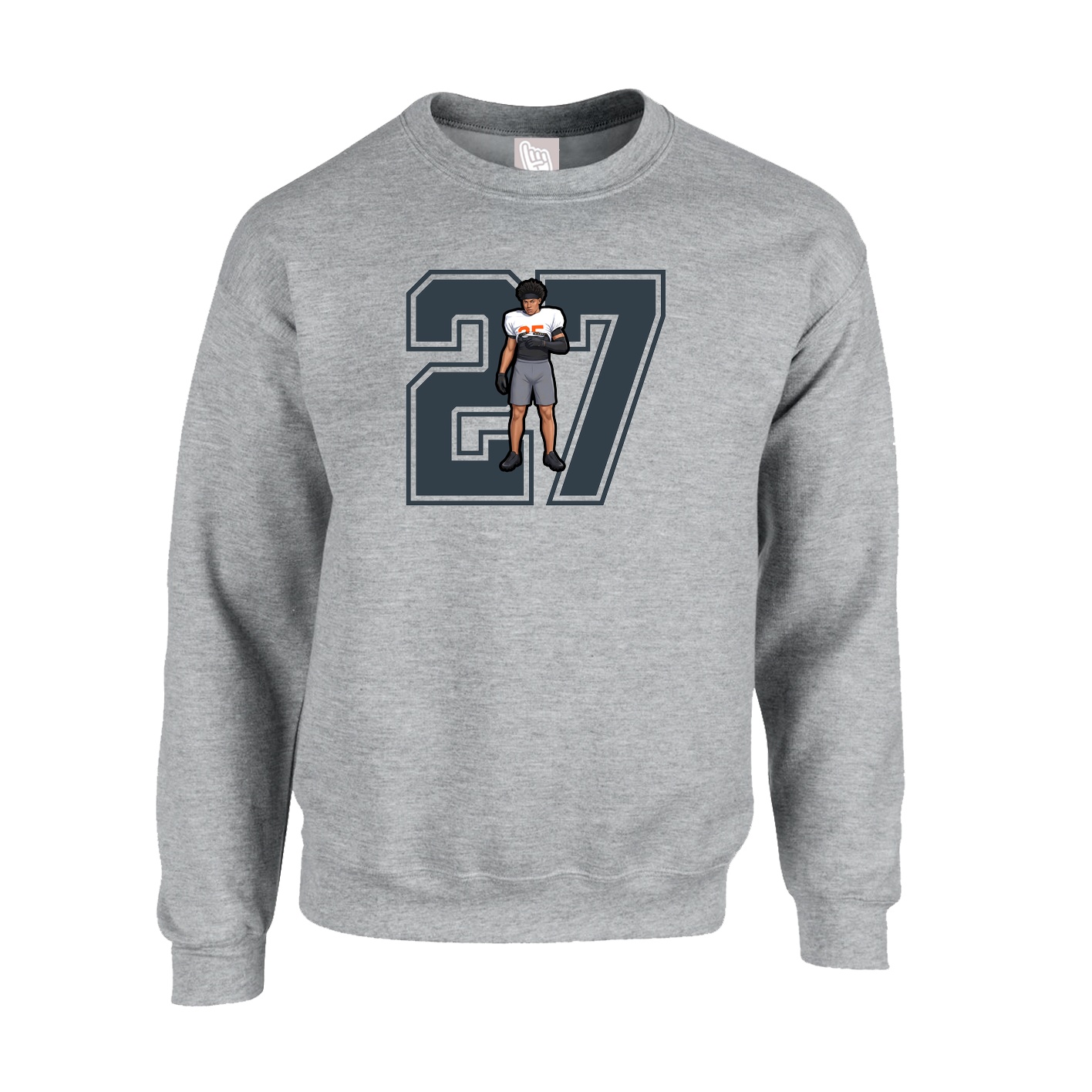 Fleece Crew — Number in Grey
