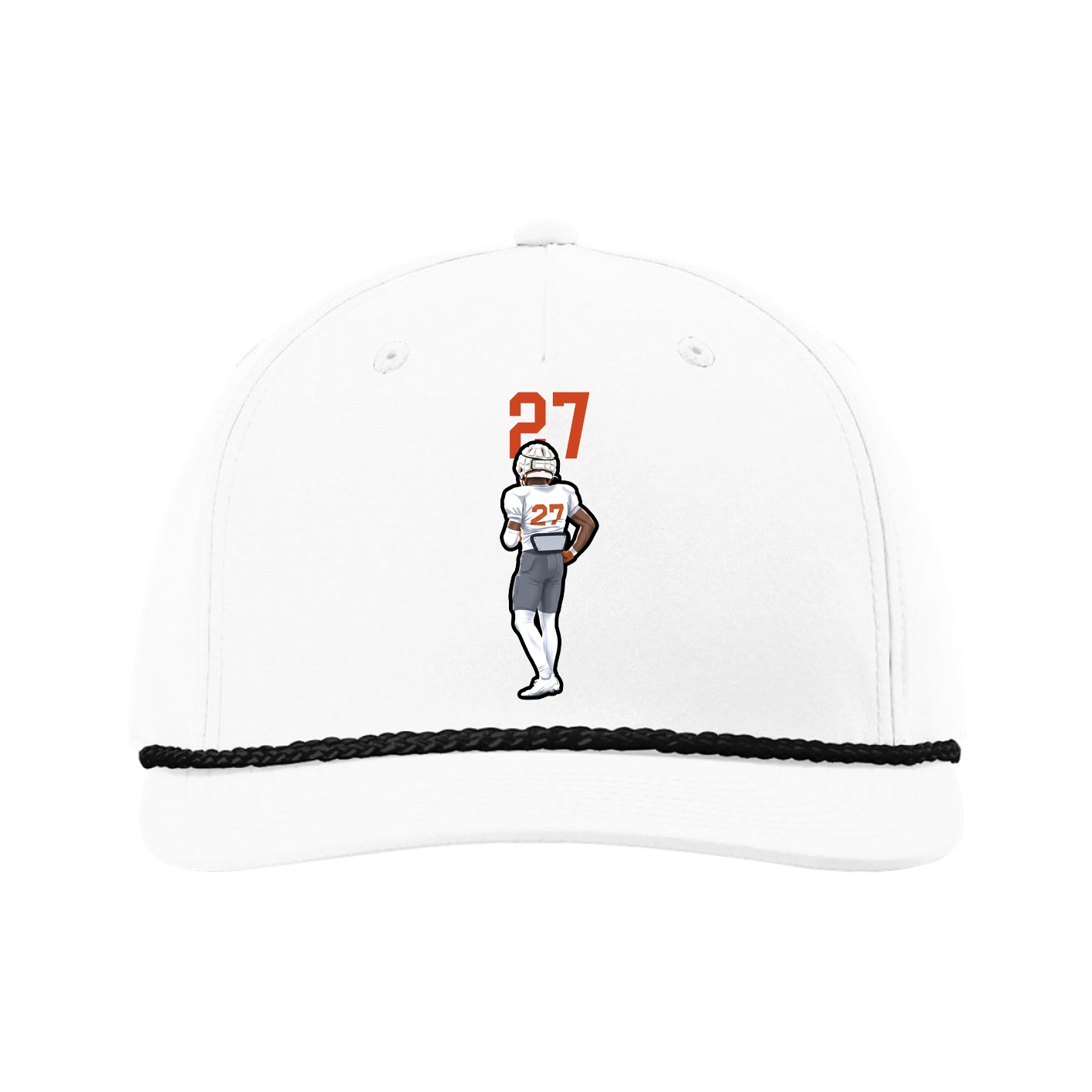 Five-Panel Classic Rope Cap — Number Top in White
