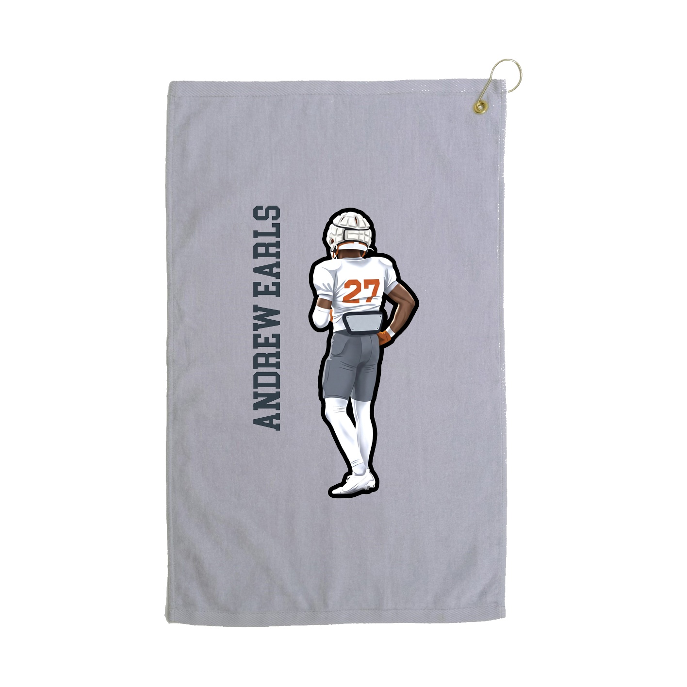 Golf Towel — Name Vertical in Grey