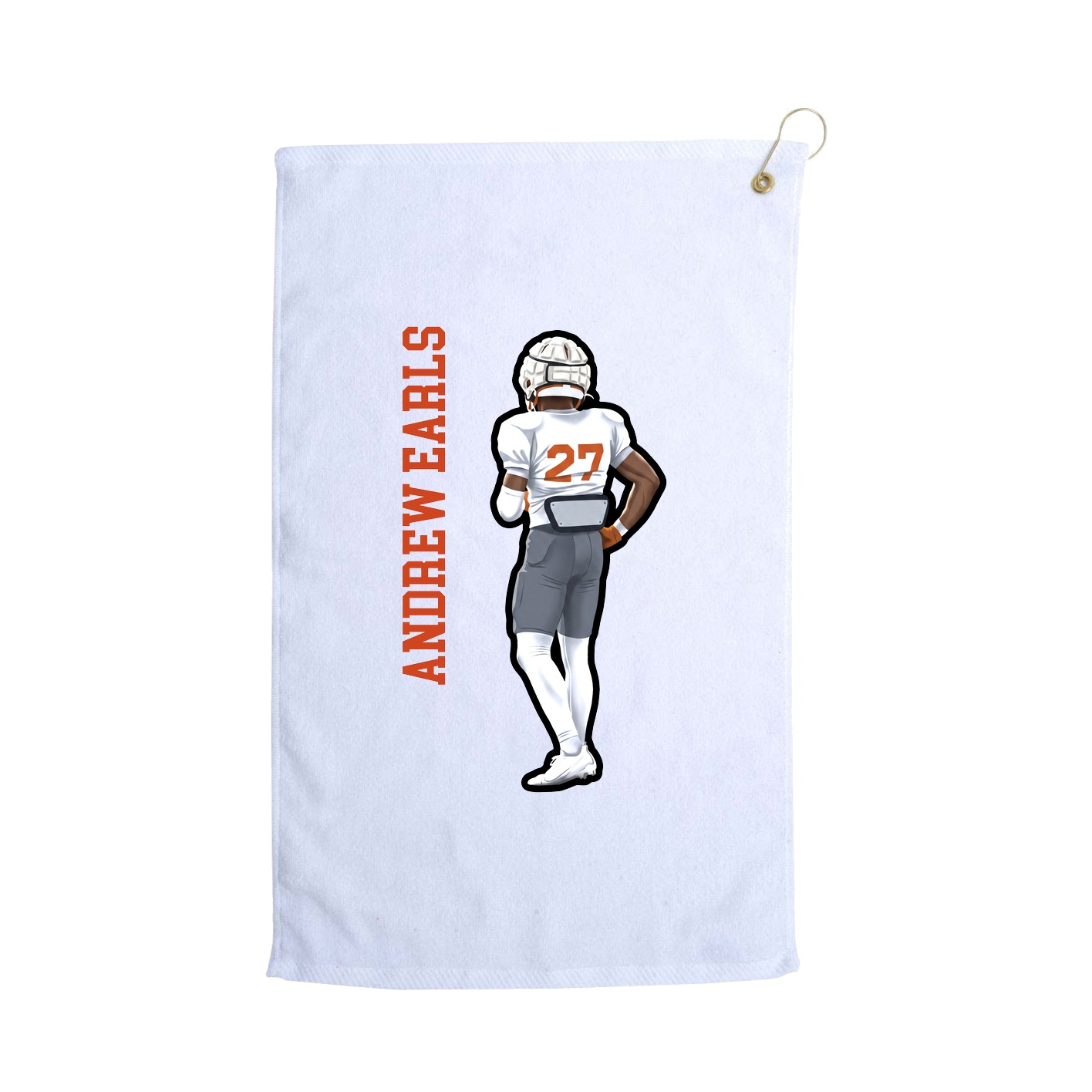 Golf Towel — Name Vertical in White