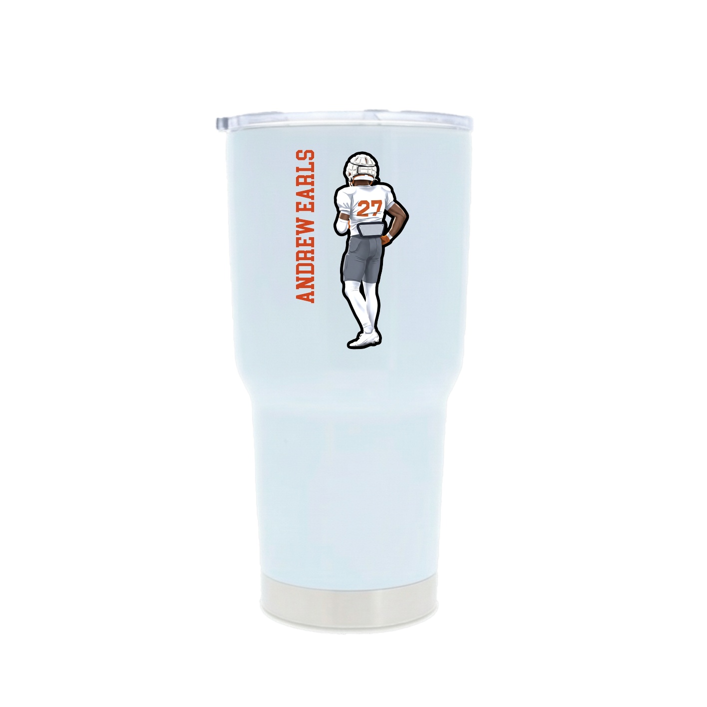 30oz Stainless Steel Tumbler — Name Vertical in White