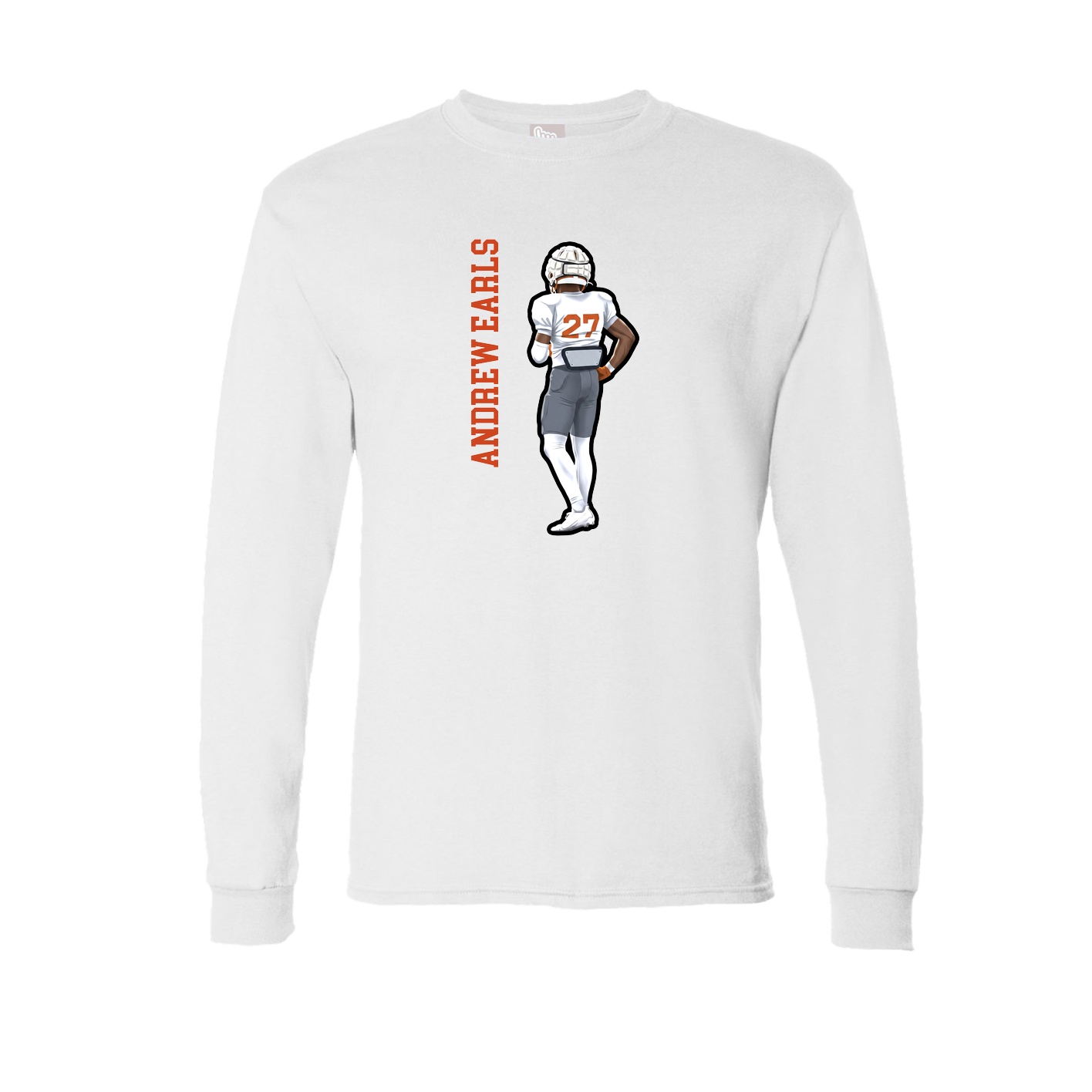 Long Sleeve Tee — Name Vertical in White