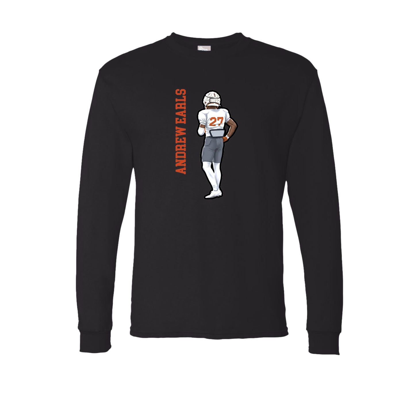 Long Sleeve Tee — Name Vertical in Black