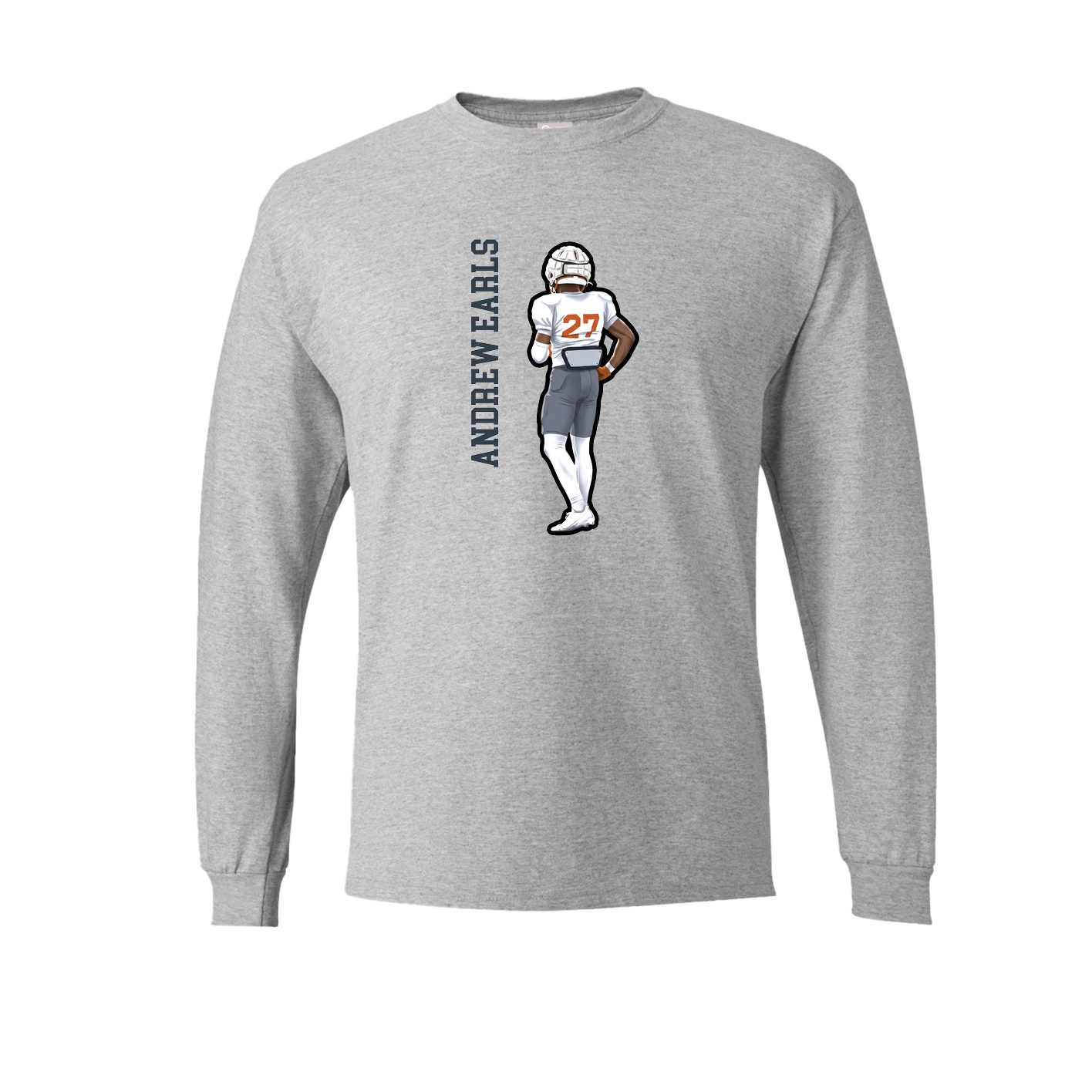 Long Sleeve Tee — Name Vertical in Grey