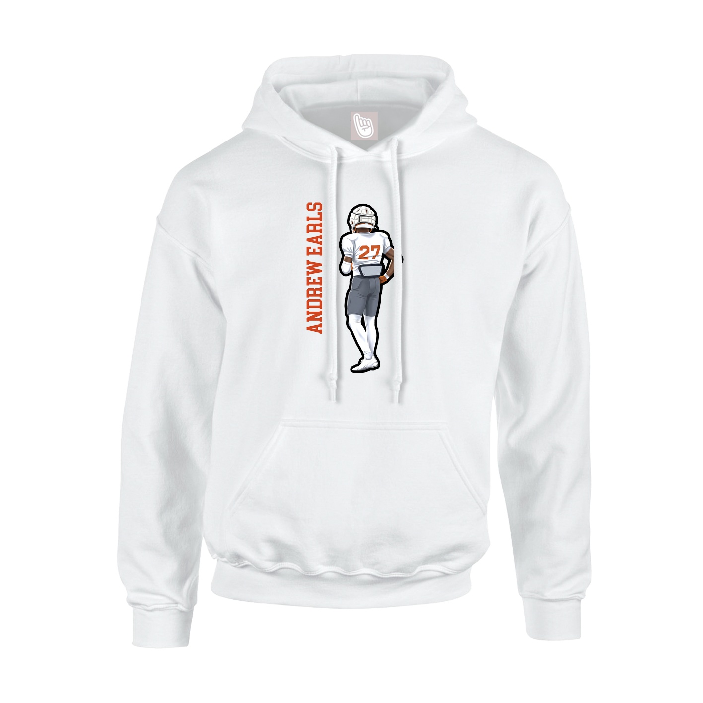 Youth Hoodie — Name Vertical in White