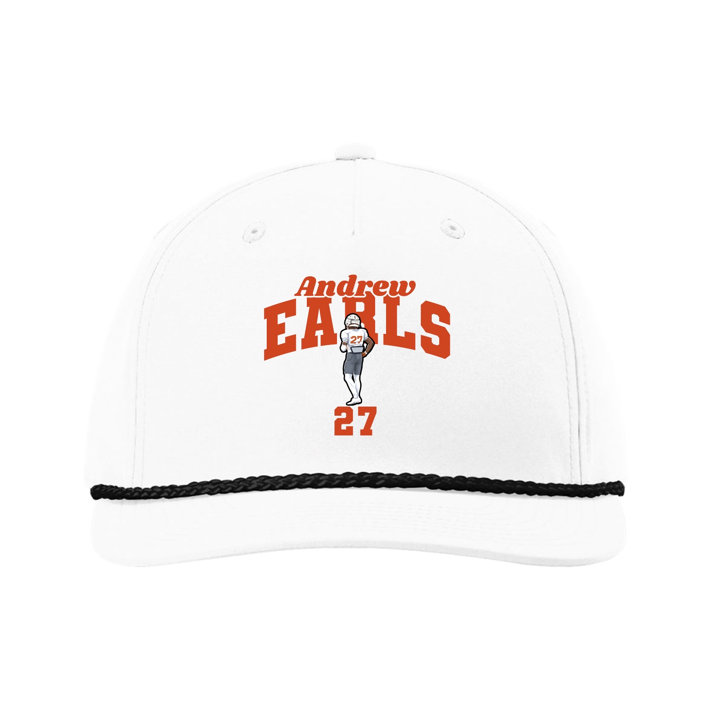 Five-Panel Classic Rope Cap — Signature Arch in White