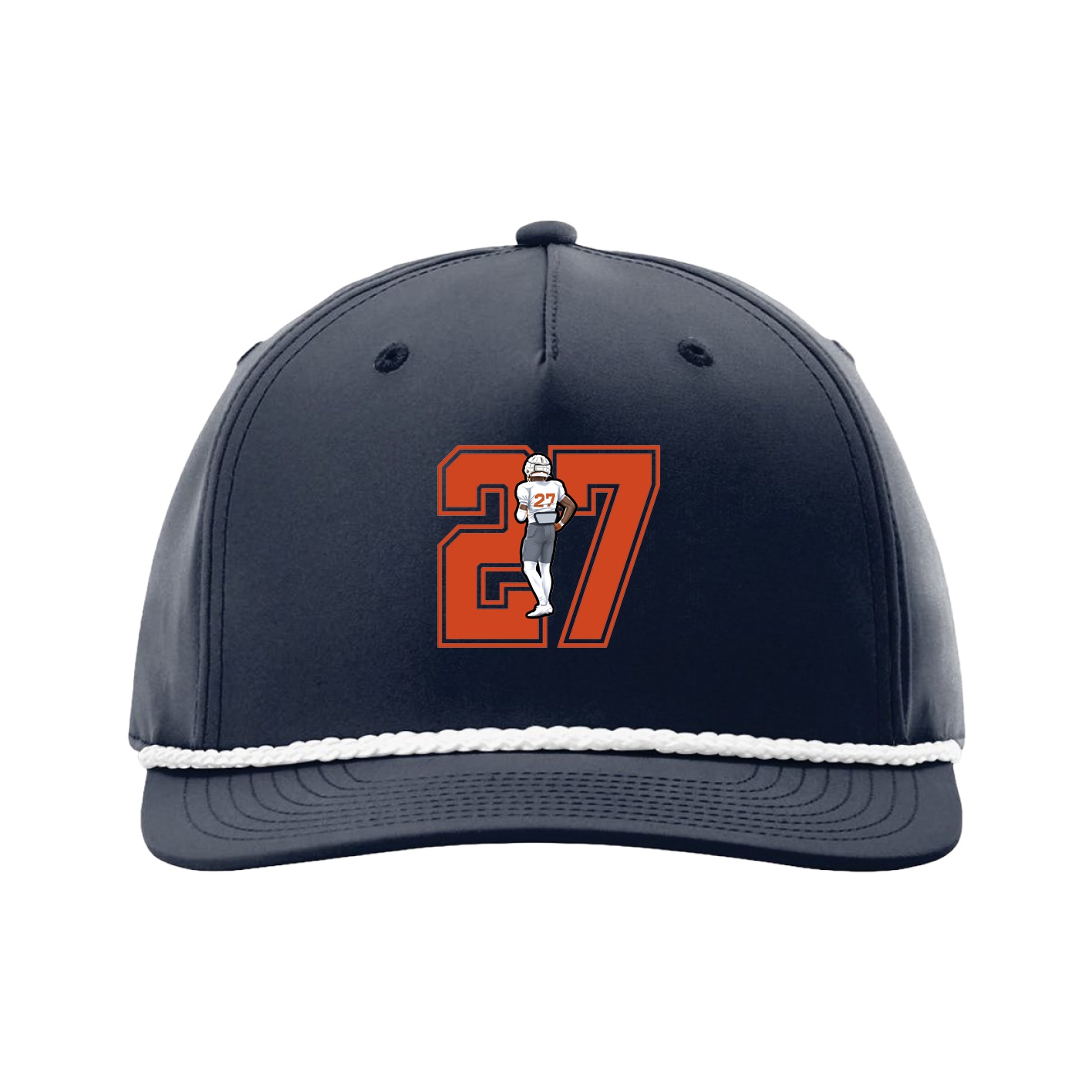 Five-Panel Classic Rope Cap — Number in Navy