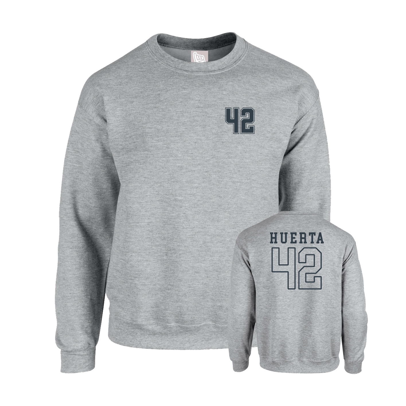 Fleece Crew — Chest Back in Grey