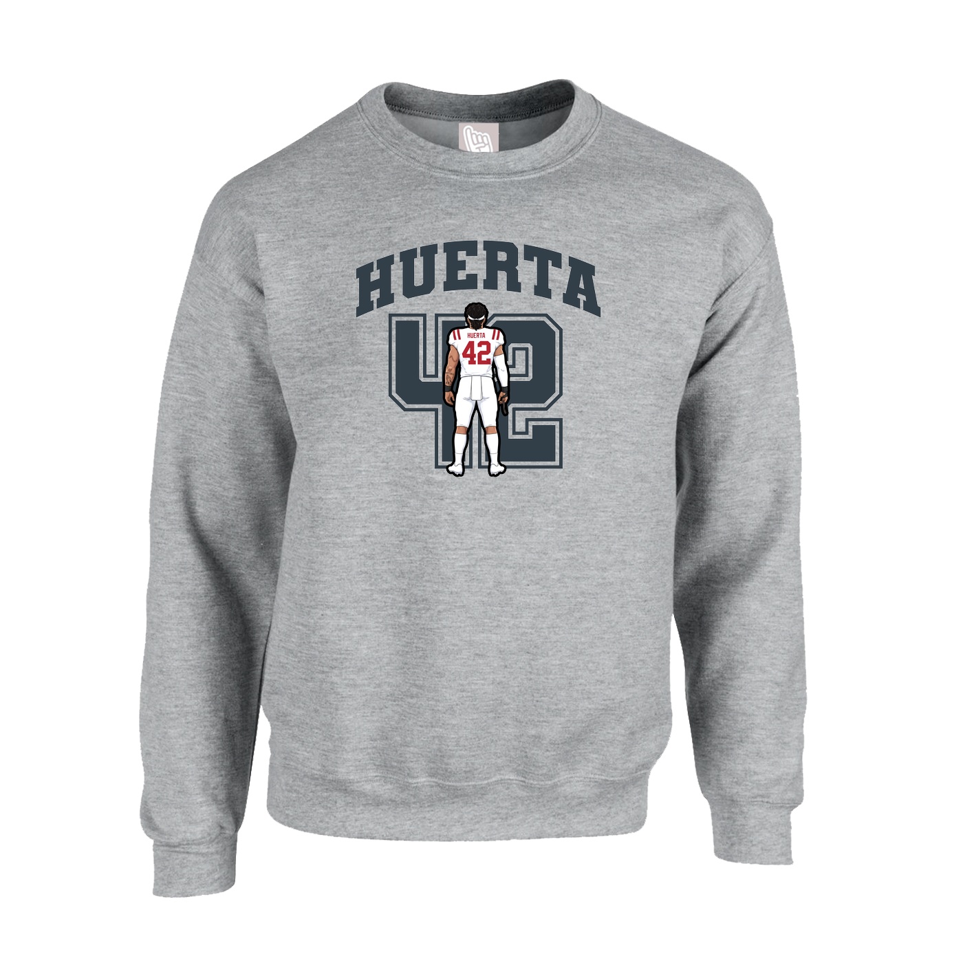 Fleece Crew — Number in Grey