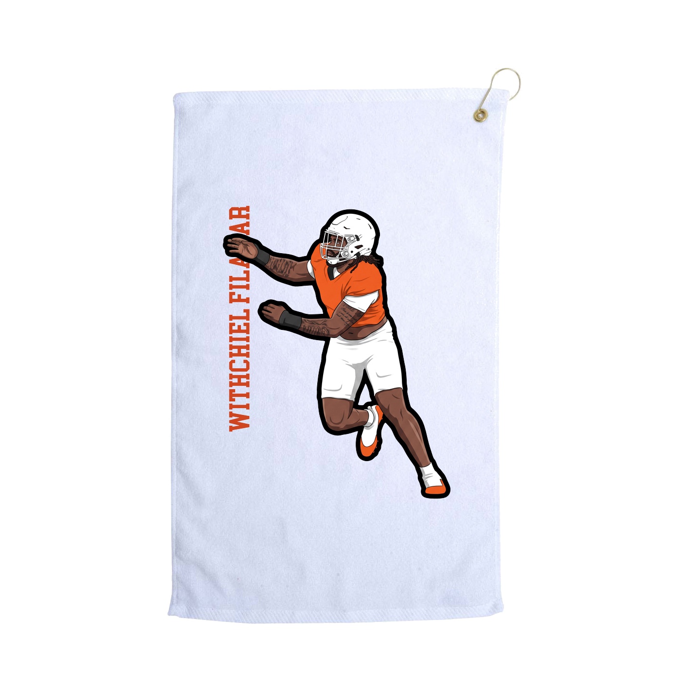 Golf Towel — Name Vertical in White