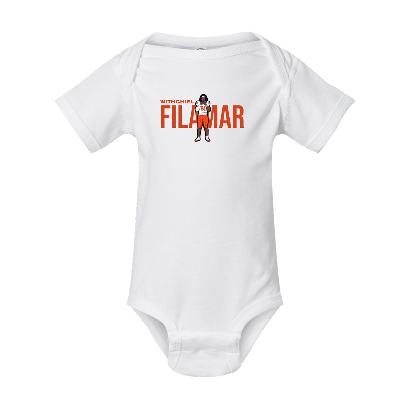Baby Onesie — Player Name in White
