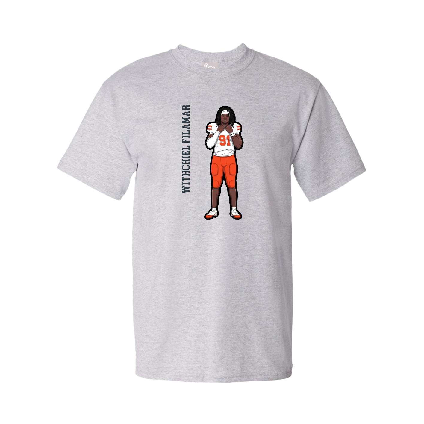 Youth Tee — Name Vertical in Grey