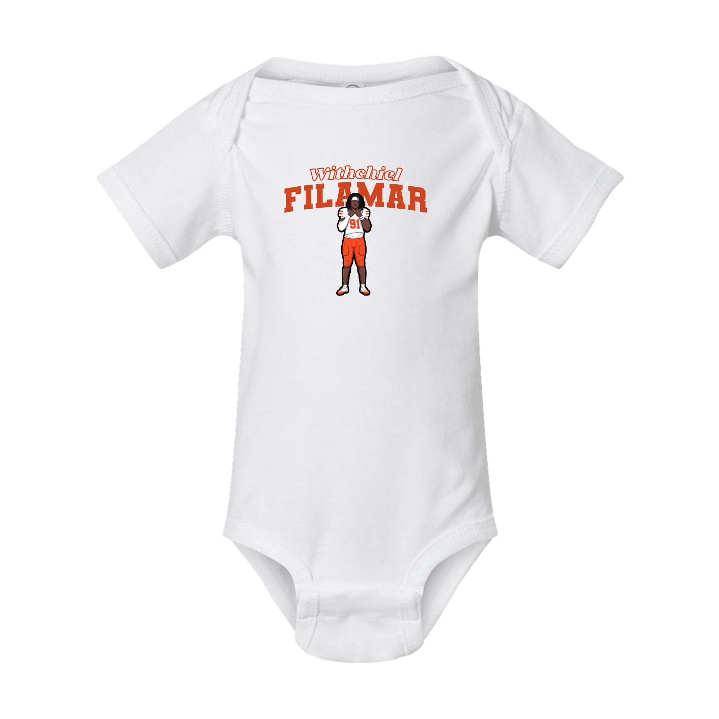 Baby Onesie — Name Arch in White