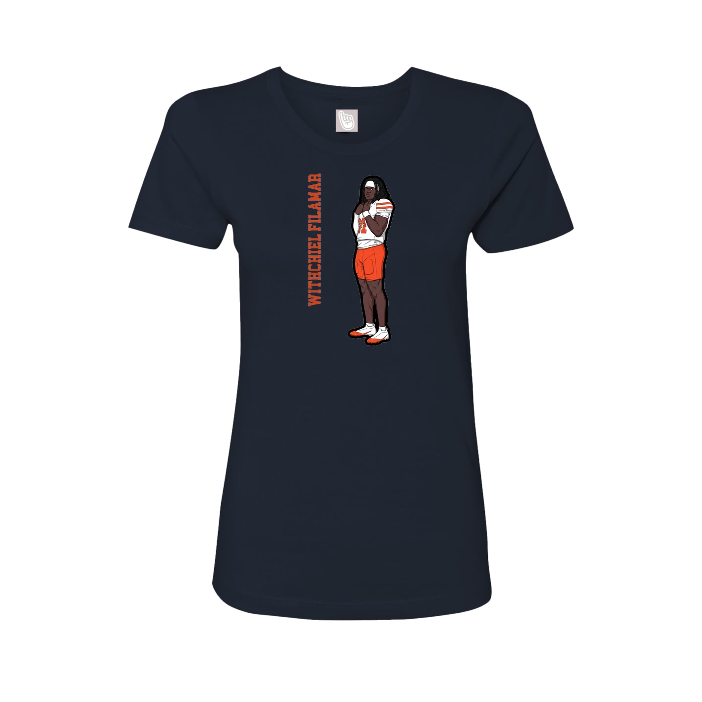 Womens Tee — Name Vertical in Navy