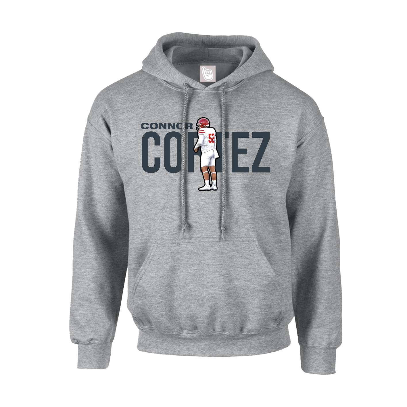 Hoodie — Player Name in Grey
