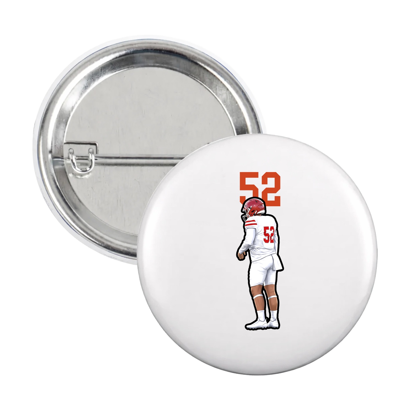 Game Day Button — Number Top in White