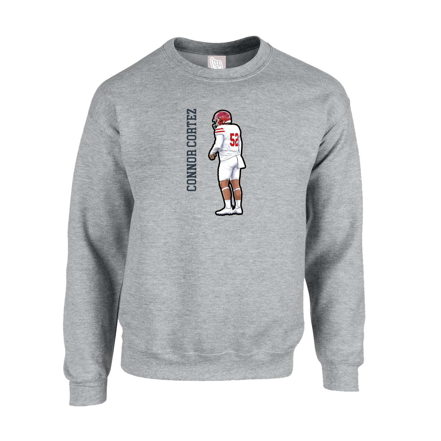 Fleece Crew — Name Vertical in Grey