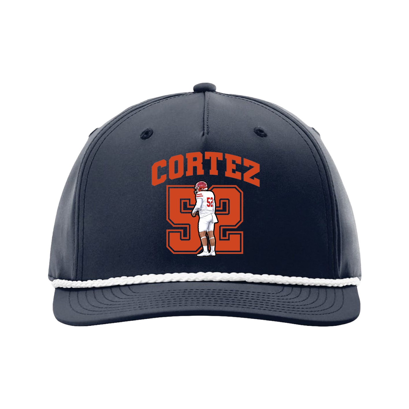 Five-Panel Classic Rope Cap — Number in Navy