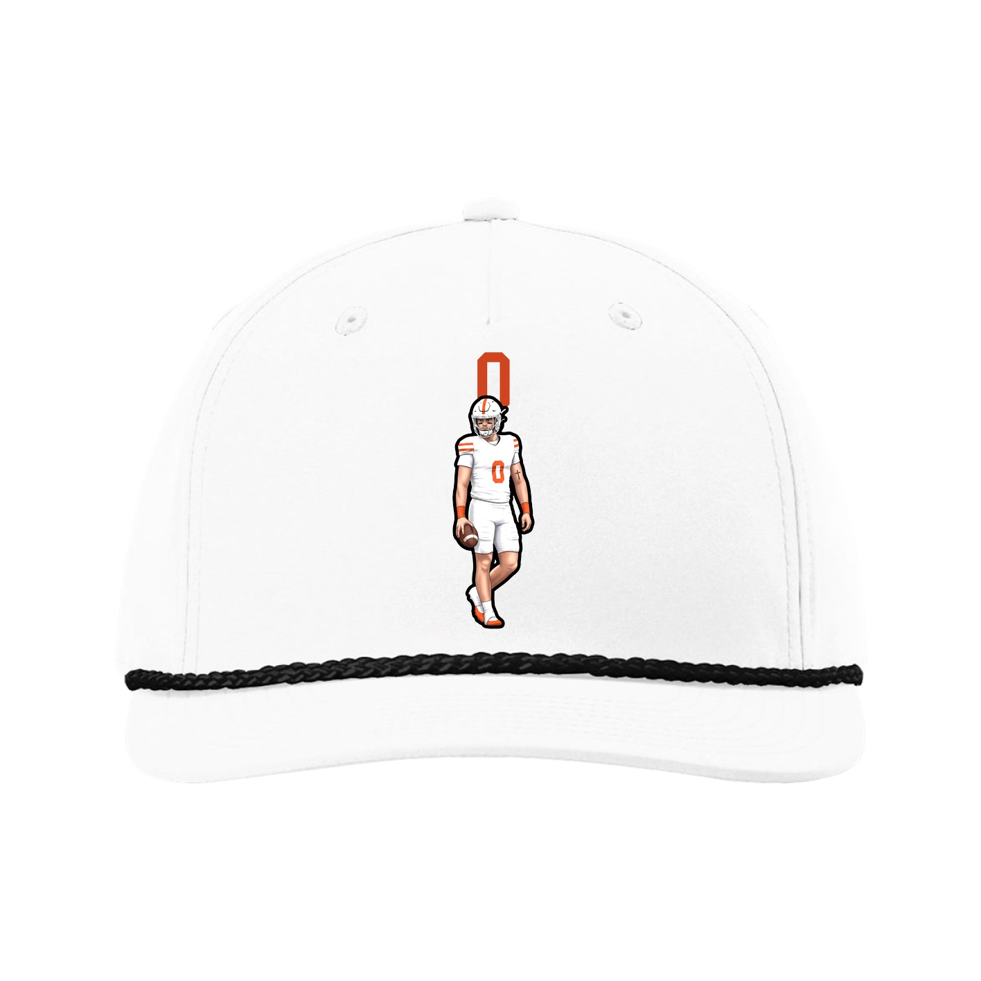 Five-Panel Classic Rope Cap — Number Top in White
