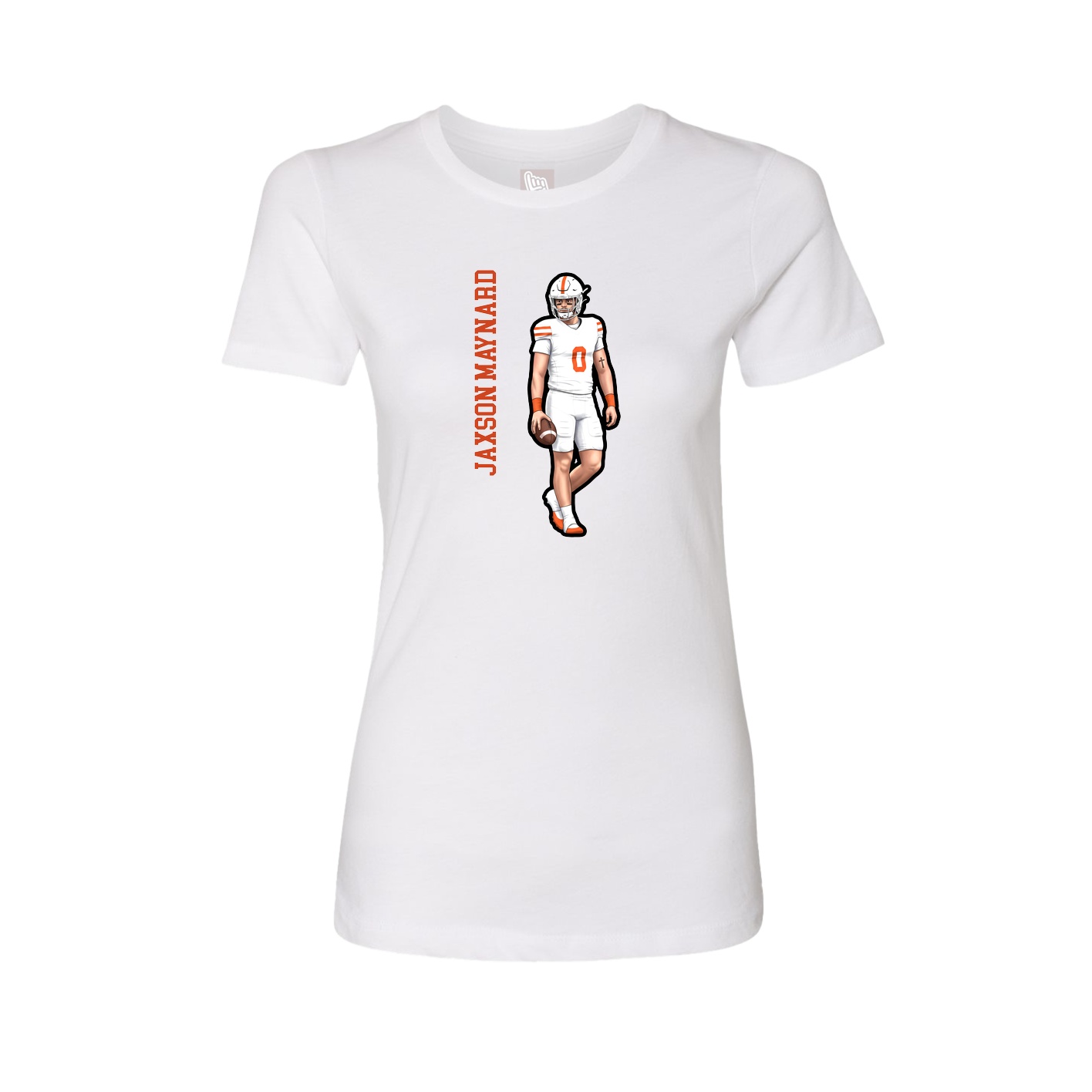 Fitted Women's Tee — Name Vertical in White