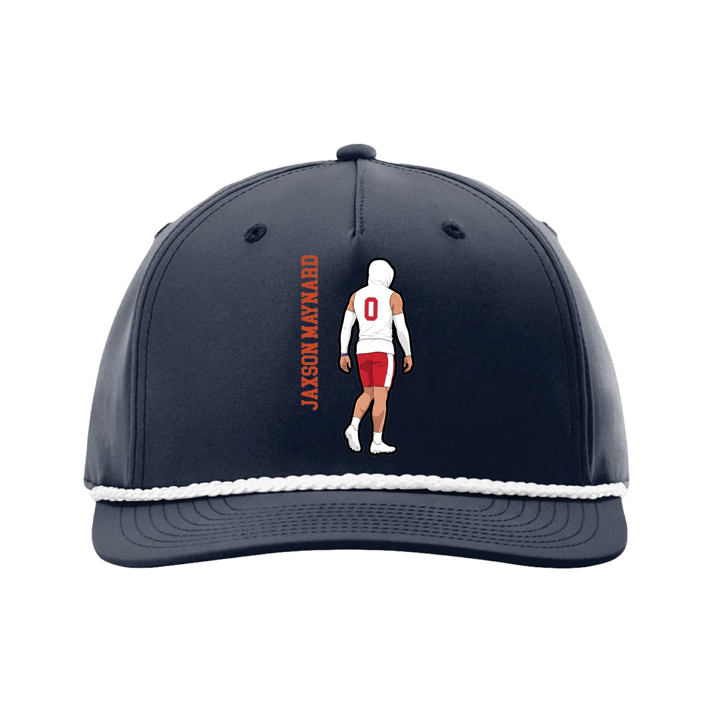 Five-Panel Classic Rope Cap — Name Vertical in Navy