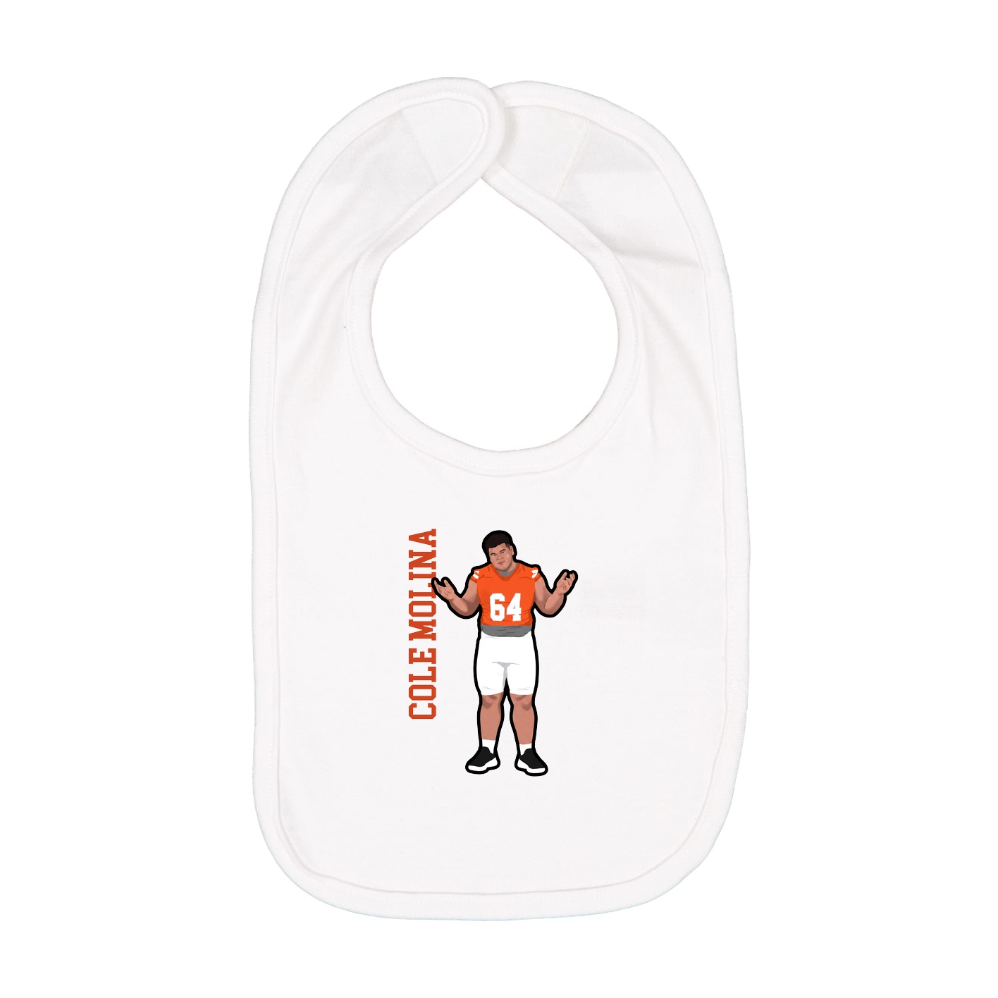 Infant Bib — Name Vertical in White