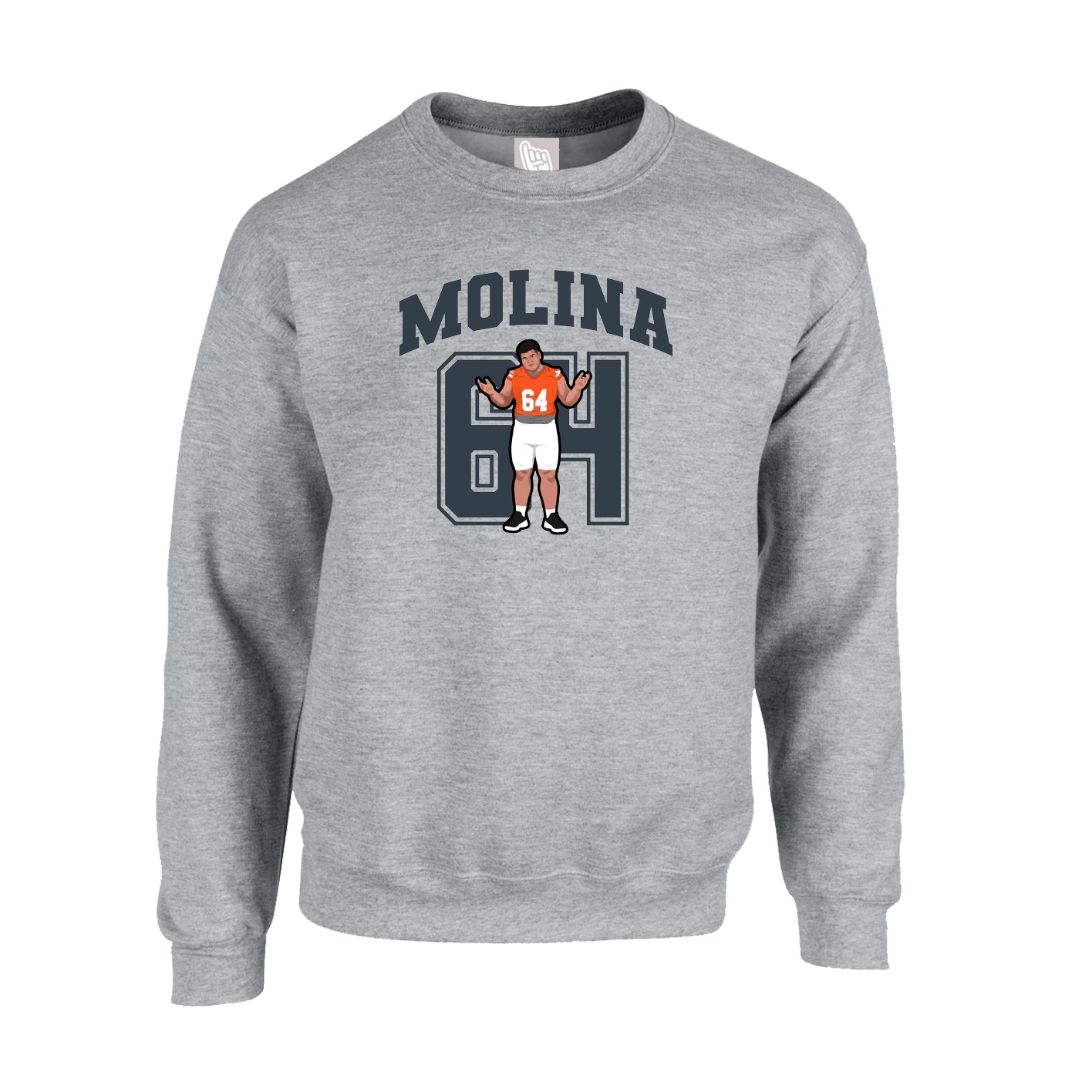 Fleece Crew — Number in Grey