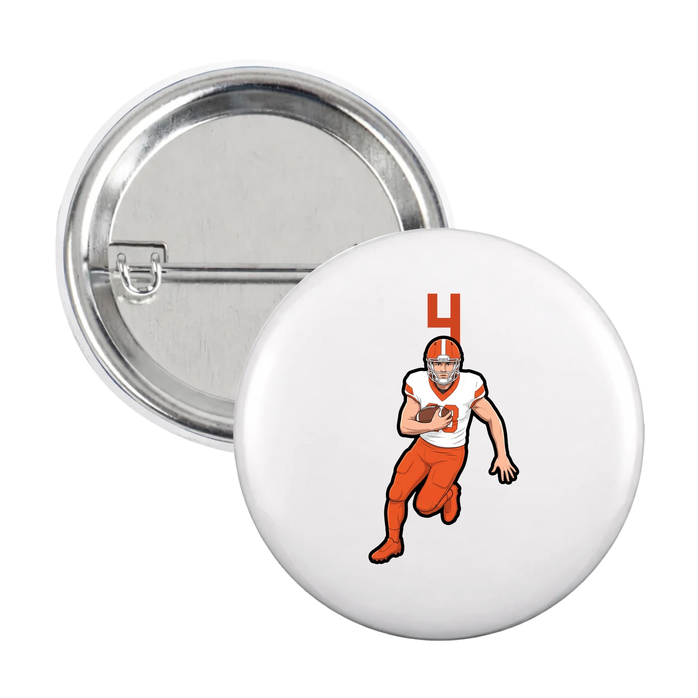 Game Day Button — Number Top in White