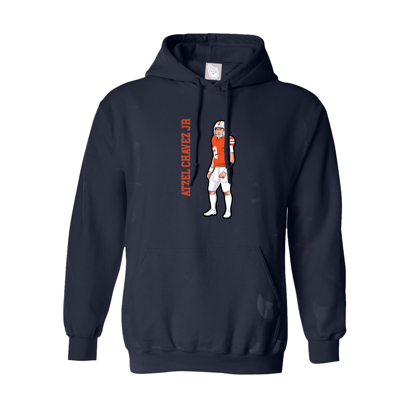 Hoodie — Name Vertical in Navy