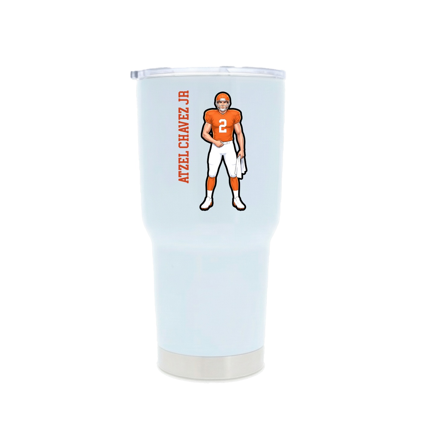 30oz Stainless Steel Tumbler — Name Vertical in White