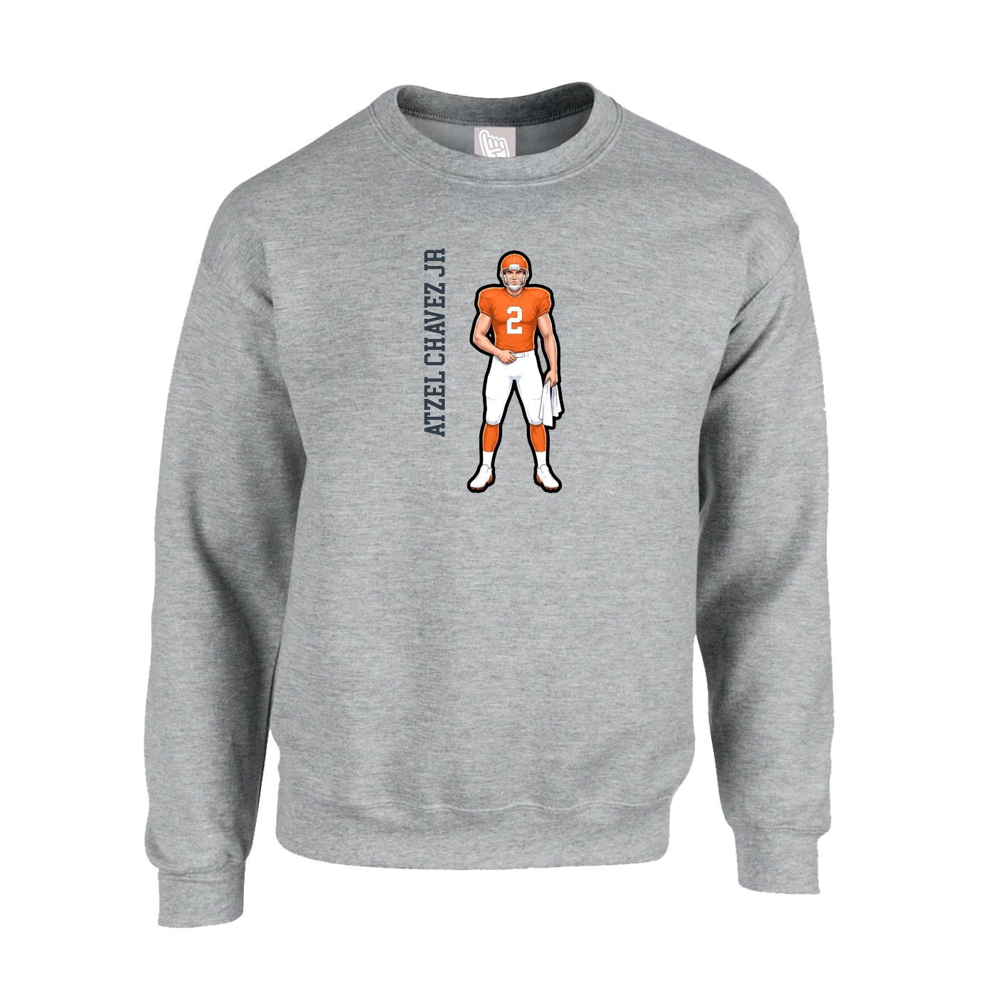 Fleece Crew — Name Vertical in Grey