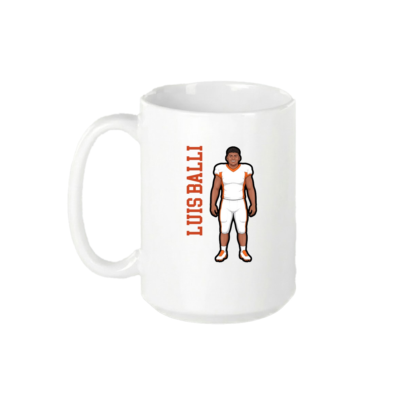 15oz Coffee Mug — Name Vertical in White