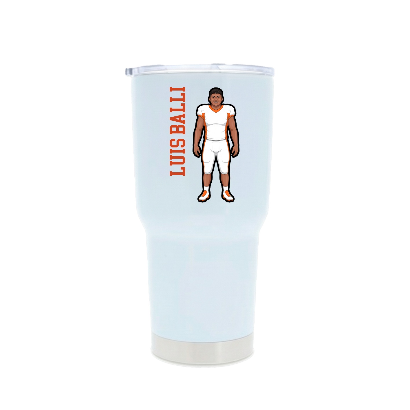30oz Stainless Steel Tumbler — Name Vertical in White