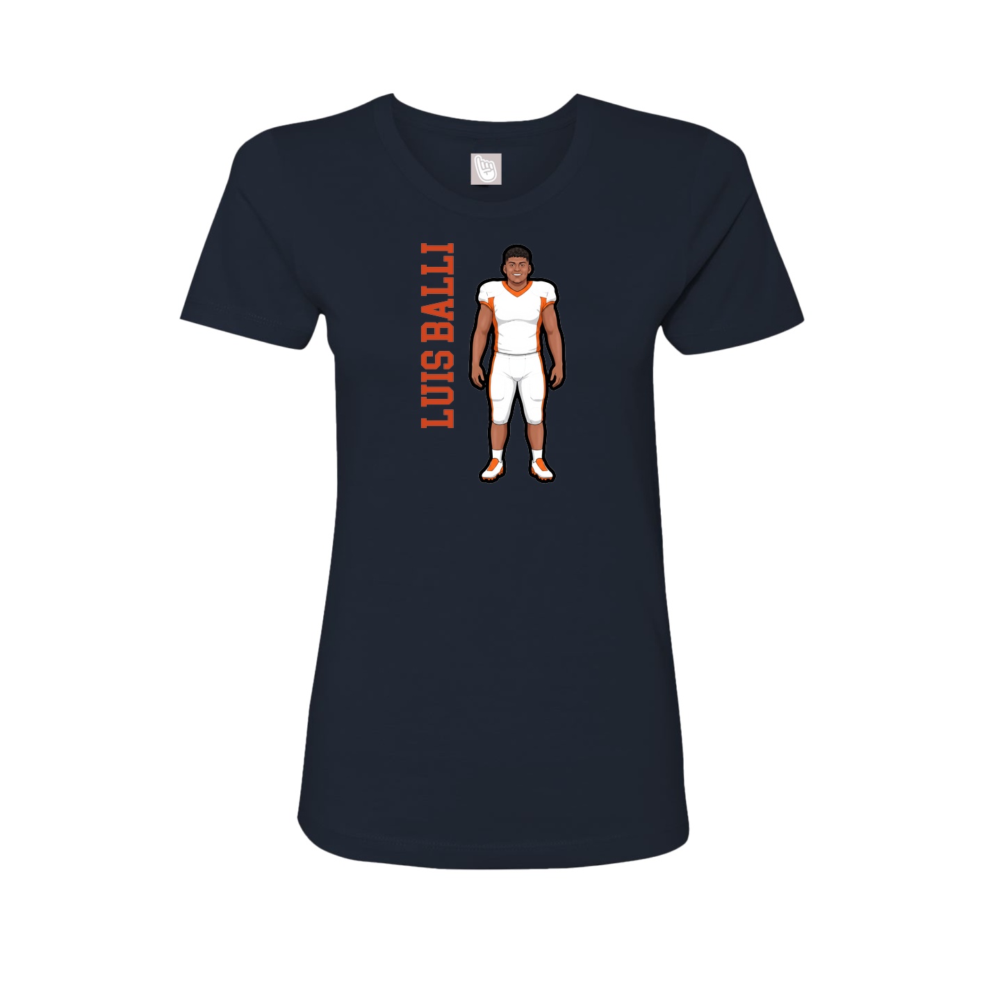 Fitted Women's Tee — Name Vertical in Navy