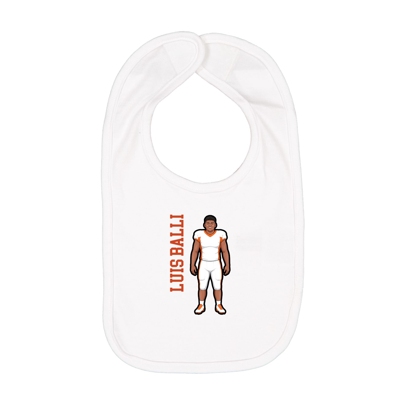Infant Bib — Name Vertical in White