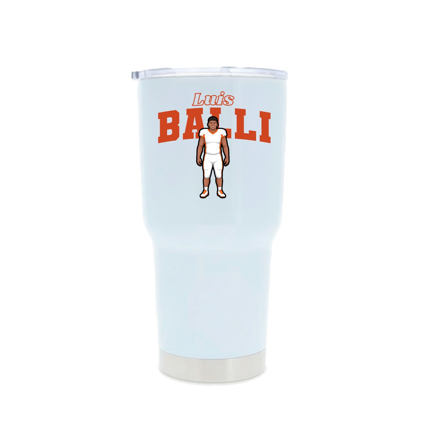 30oz Stainless Steel Tumbler — Name Arch in White