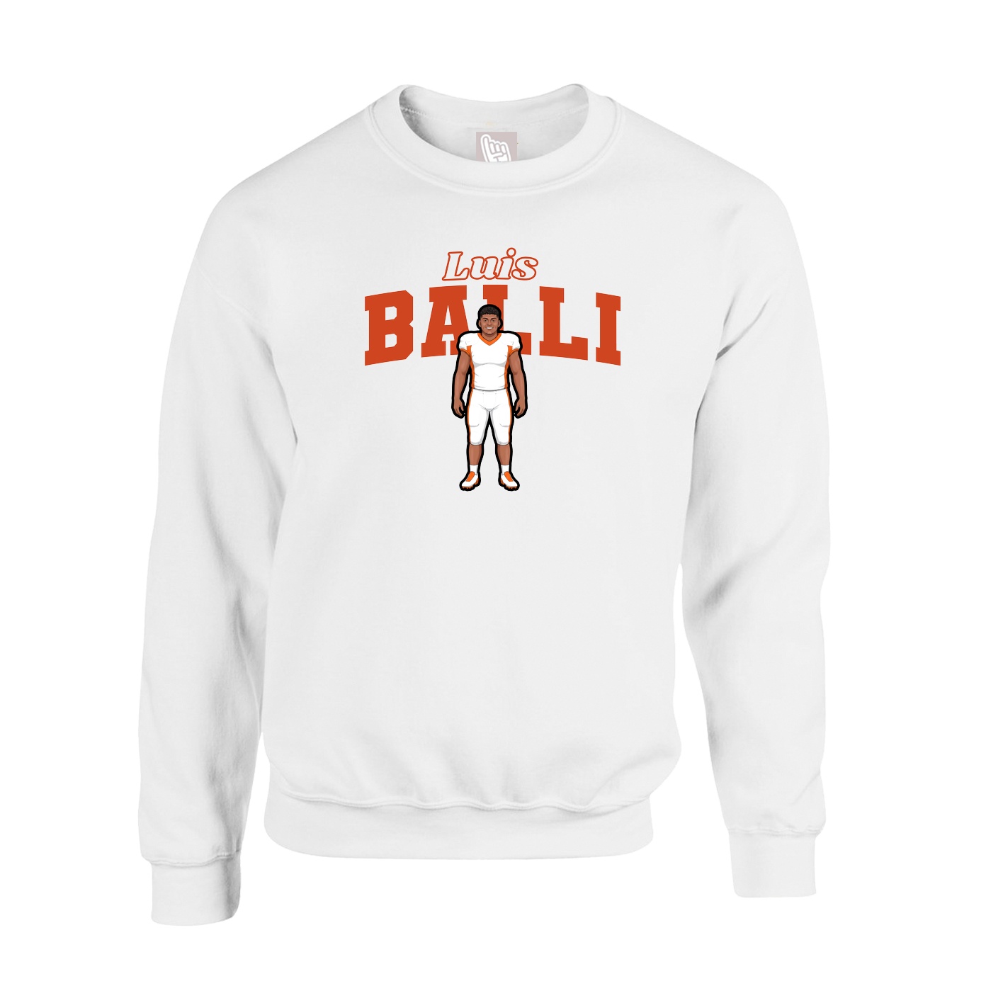 Fleece Crew — Name Arch in White
