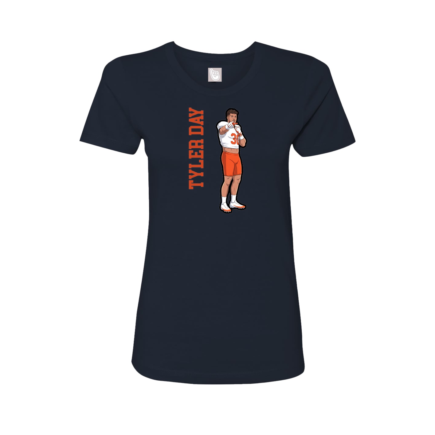 Fitted Women's Tee — Name Vertical in Navy