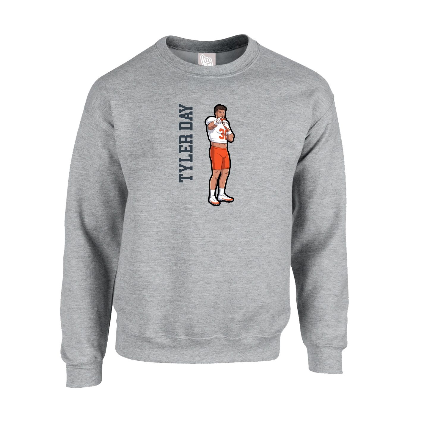 Fleece Crew — Name Vertical in Grey