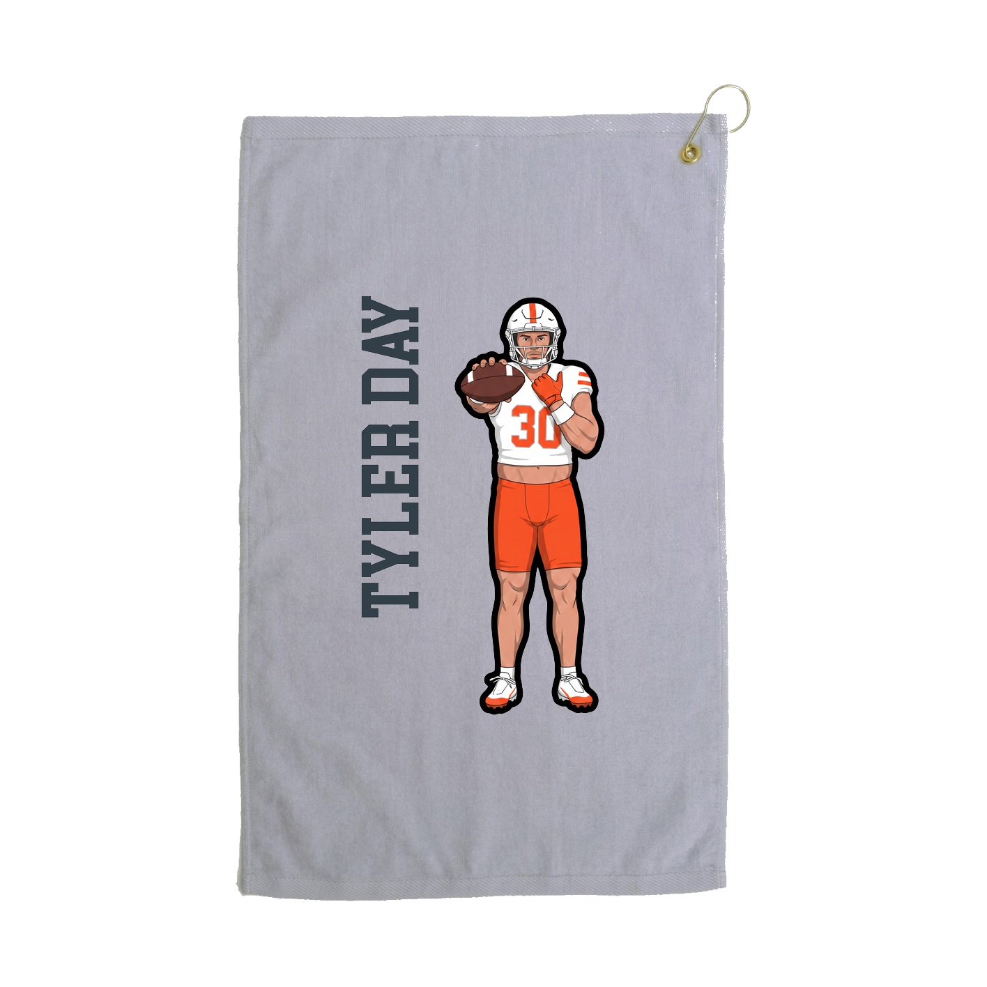 Golf Towel — Name Vertical in Grey