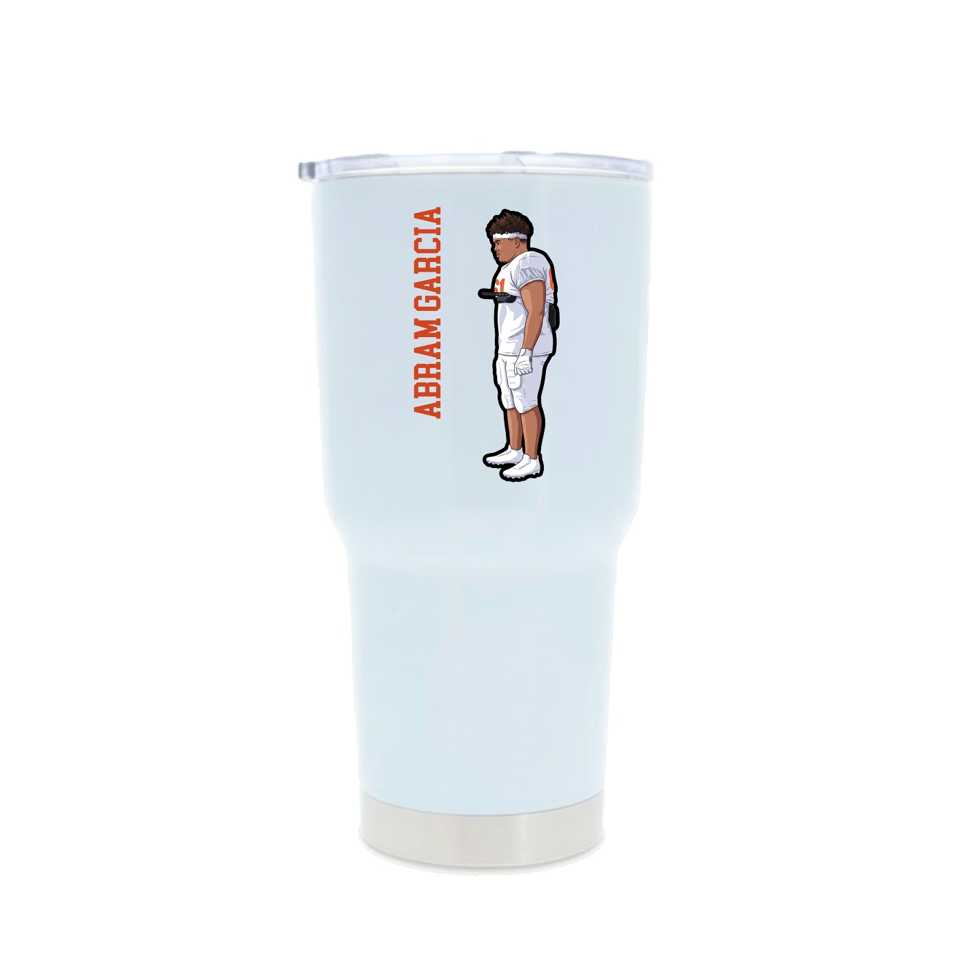 30oz Stainless Steel Tumbler — Name Vertical in White