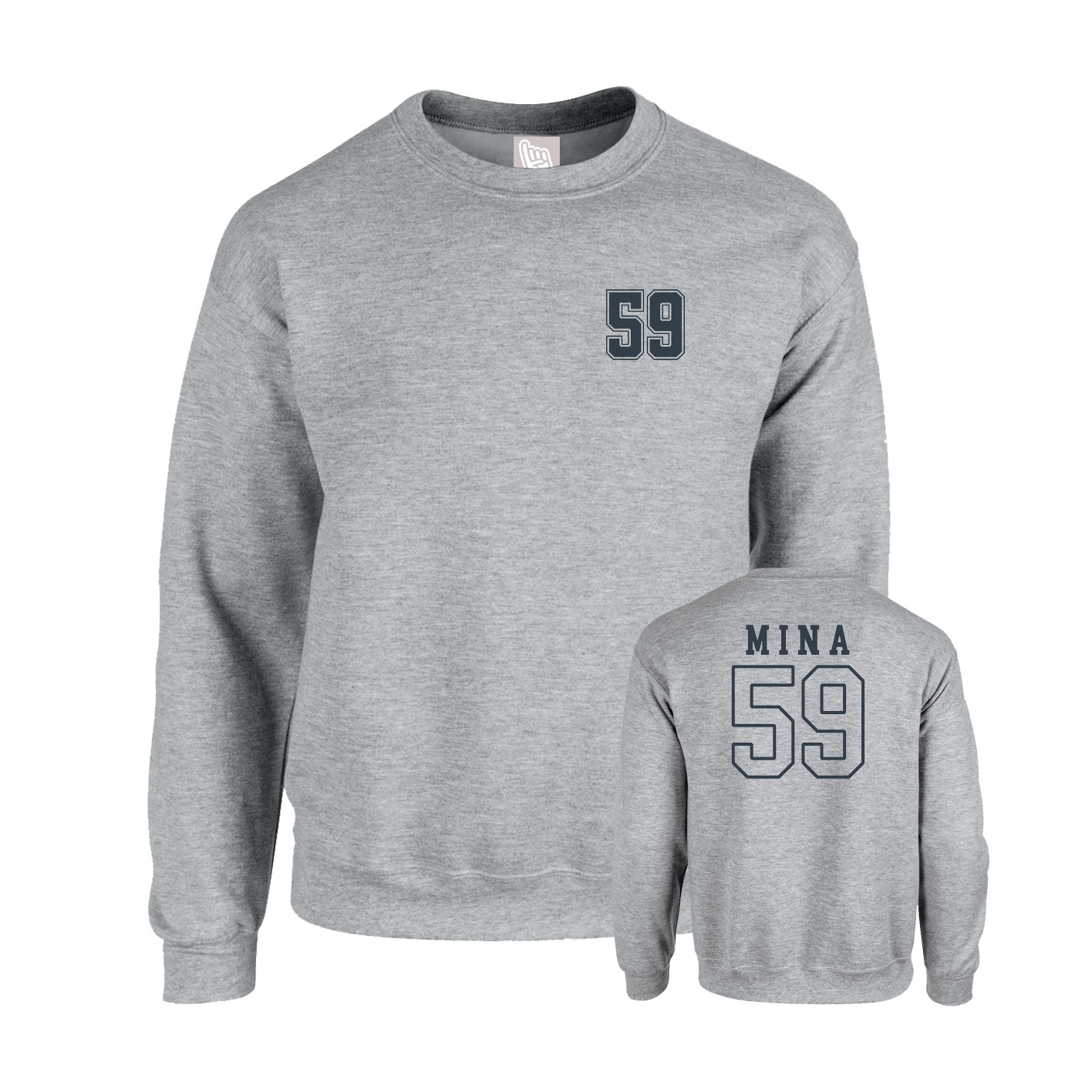 Fleece Crew — Chest Back in Grey