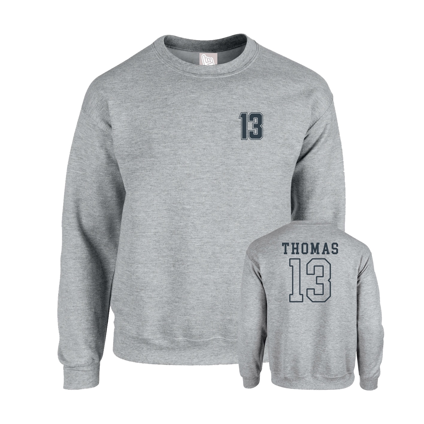 Fleece Crew — Chest Back in Grey
