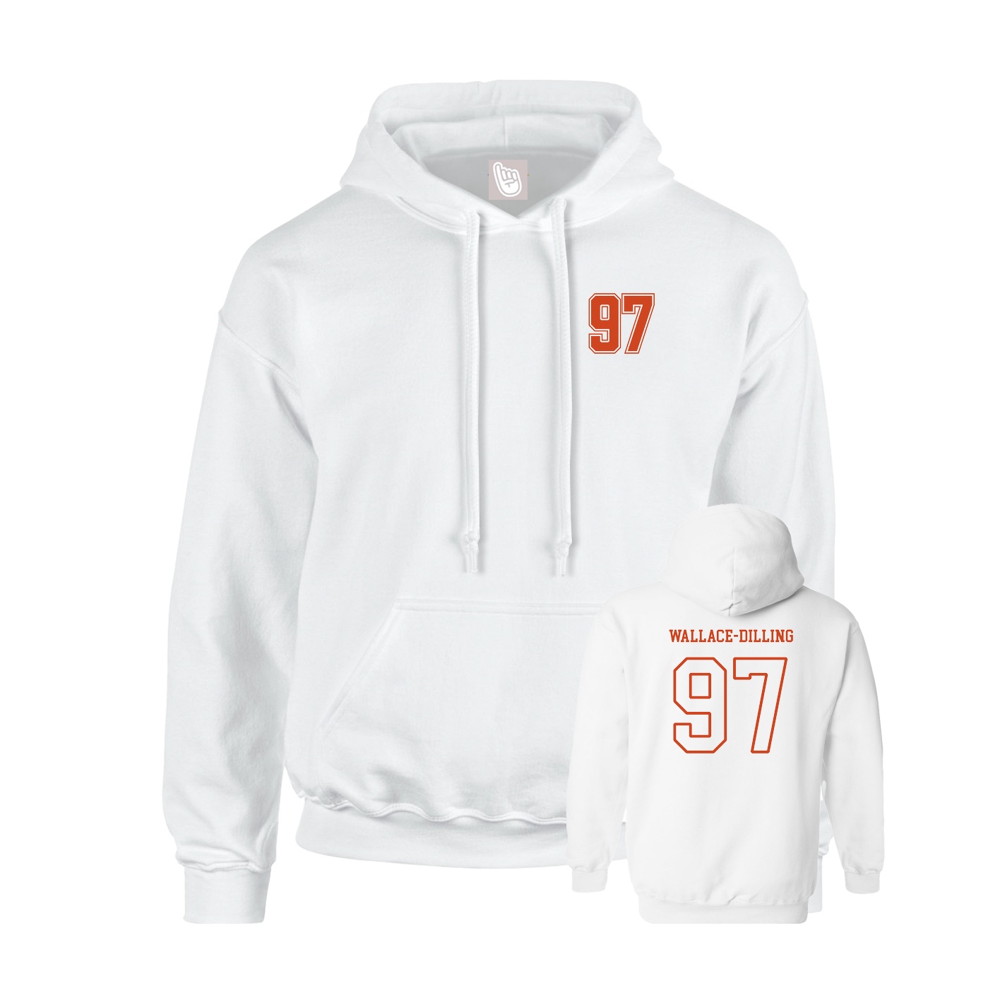 Youth Hoodie — Chest Back in White