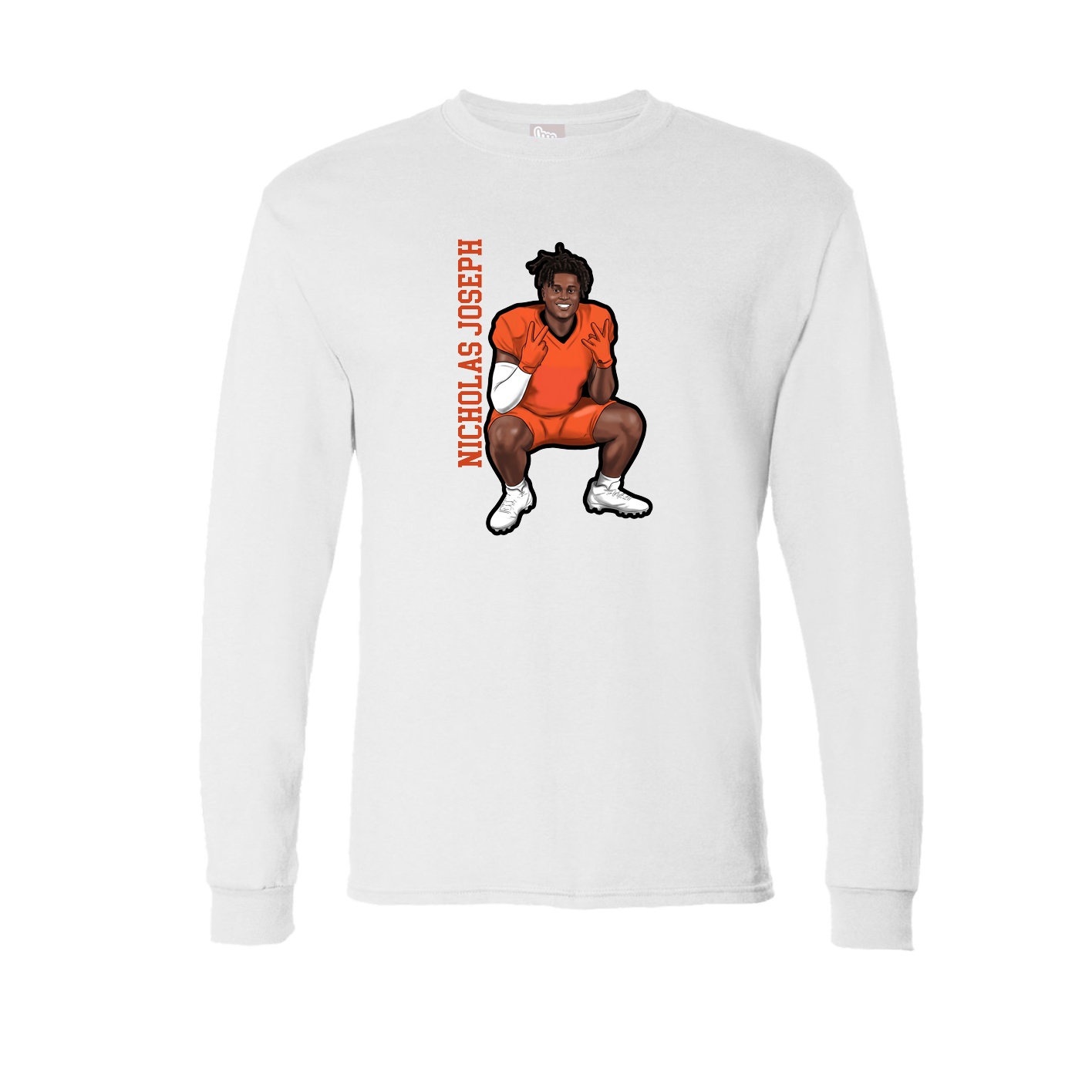 Long Sleeve Tee — Name Vertical in White